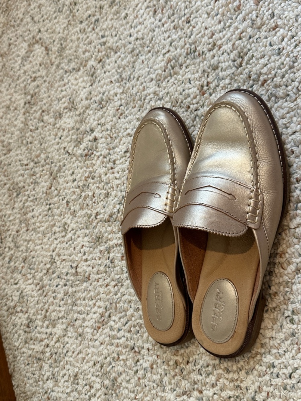 Sperry Metallic Champagne Penny Loafer Mules
